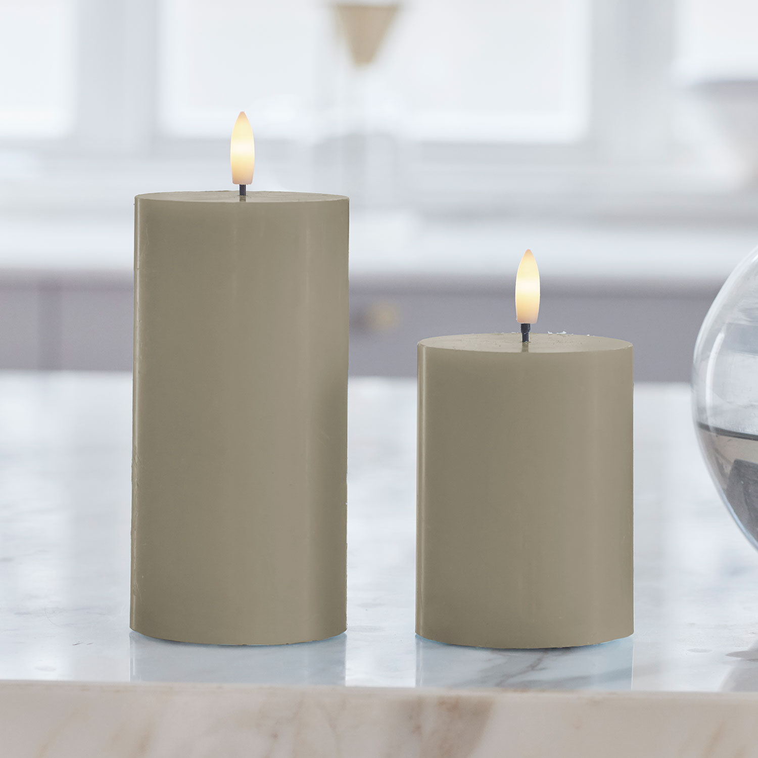 Sille Kronelys 2-pak, Ø2 x 25 cm, Warm Grey