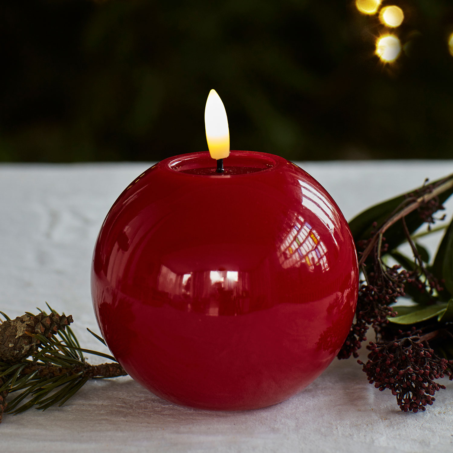 Sille Lak Kugle - Ø10 x 9 cm, Rød