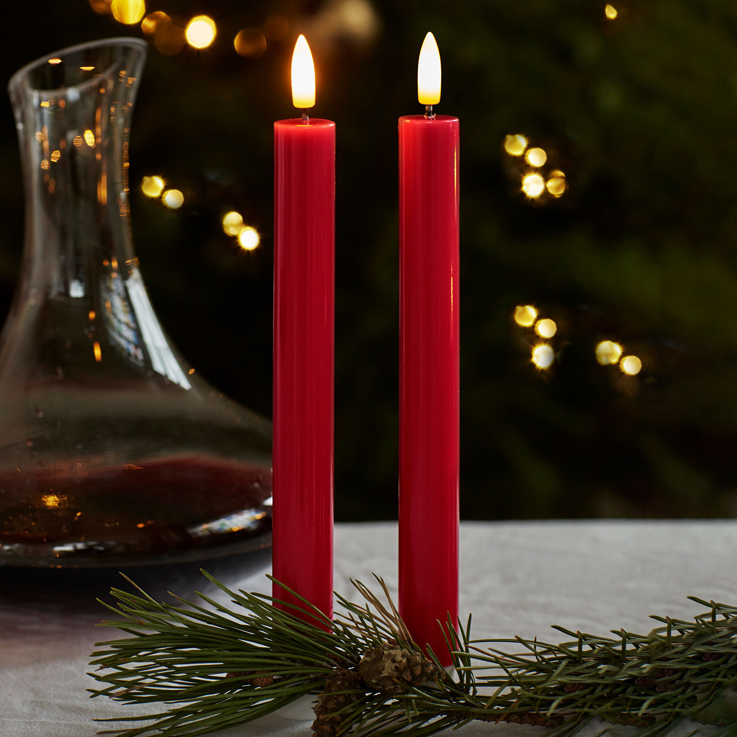 Sille Lak Kronelys 2-pak - 20 cm, Rød