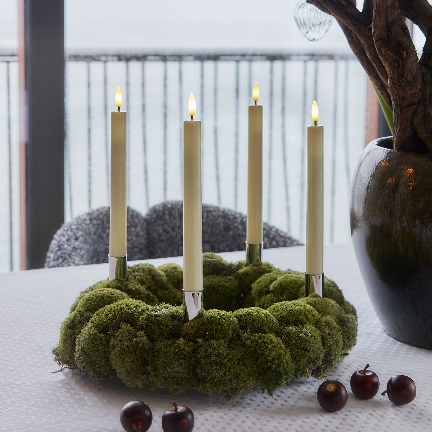 Sille Lak Kronelys 2-pak - 20 cm, Elfenben