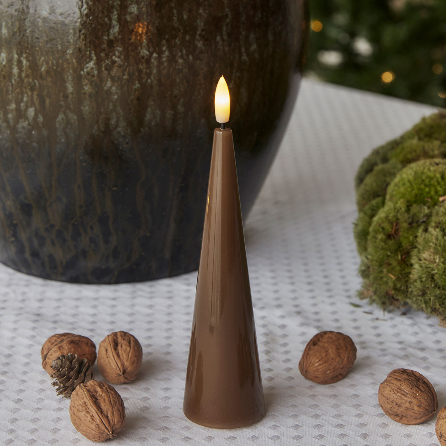 Sille Lak Keglelys - Ø4,8 x 17 cm, Toffee