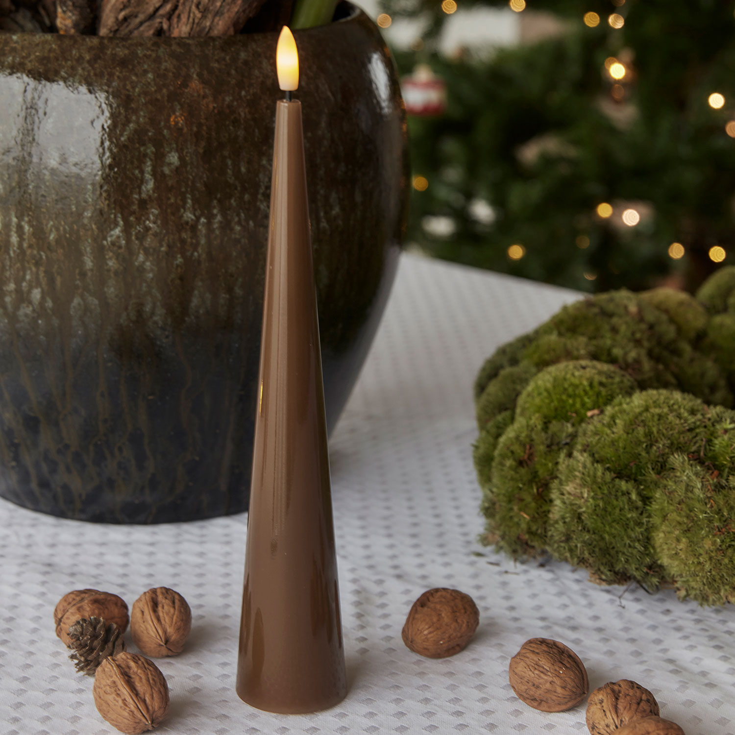 Sille Lak Keglelys - Ø4,8 x 26 cm, Toffee