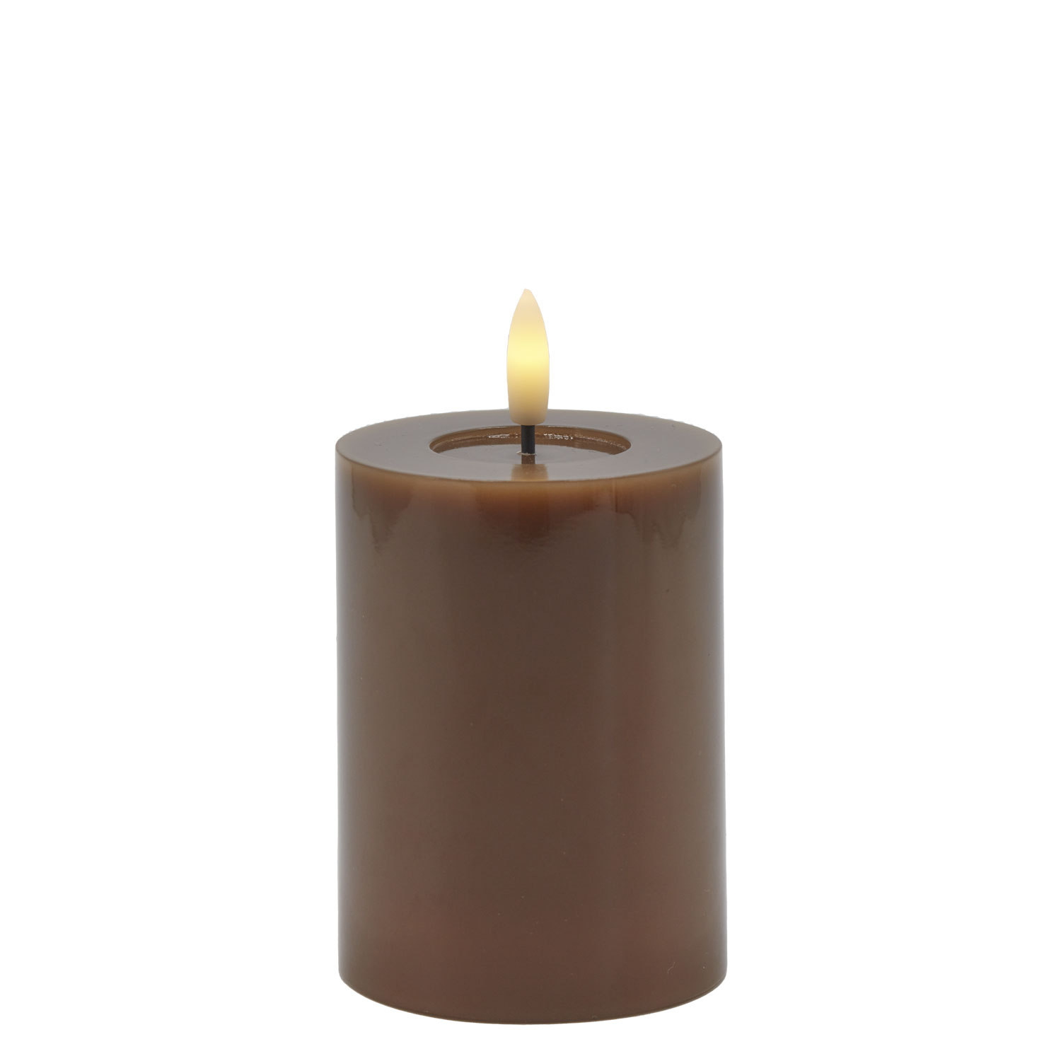 Sille Lak Bloklys - Ø7,5 x 10 cm, Toffee