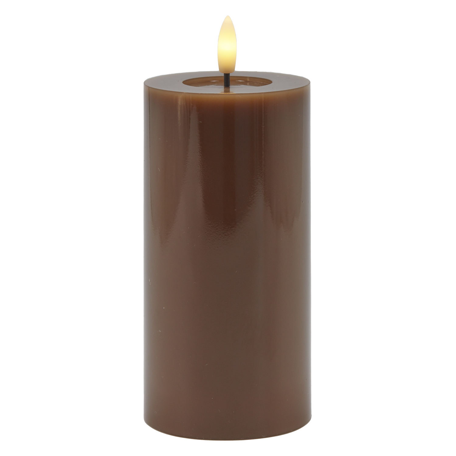 Sille Lak Bloklys - Ø7,5 x 15 cm, Toffee