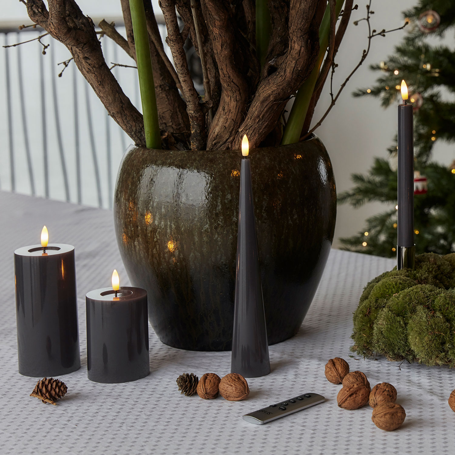 Sille Lak Bloklys - Ø7,5 x 10 cm, Stone Gray