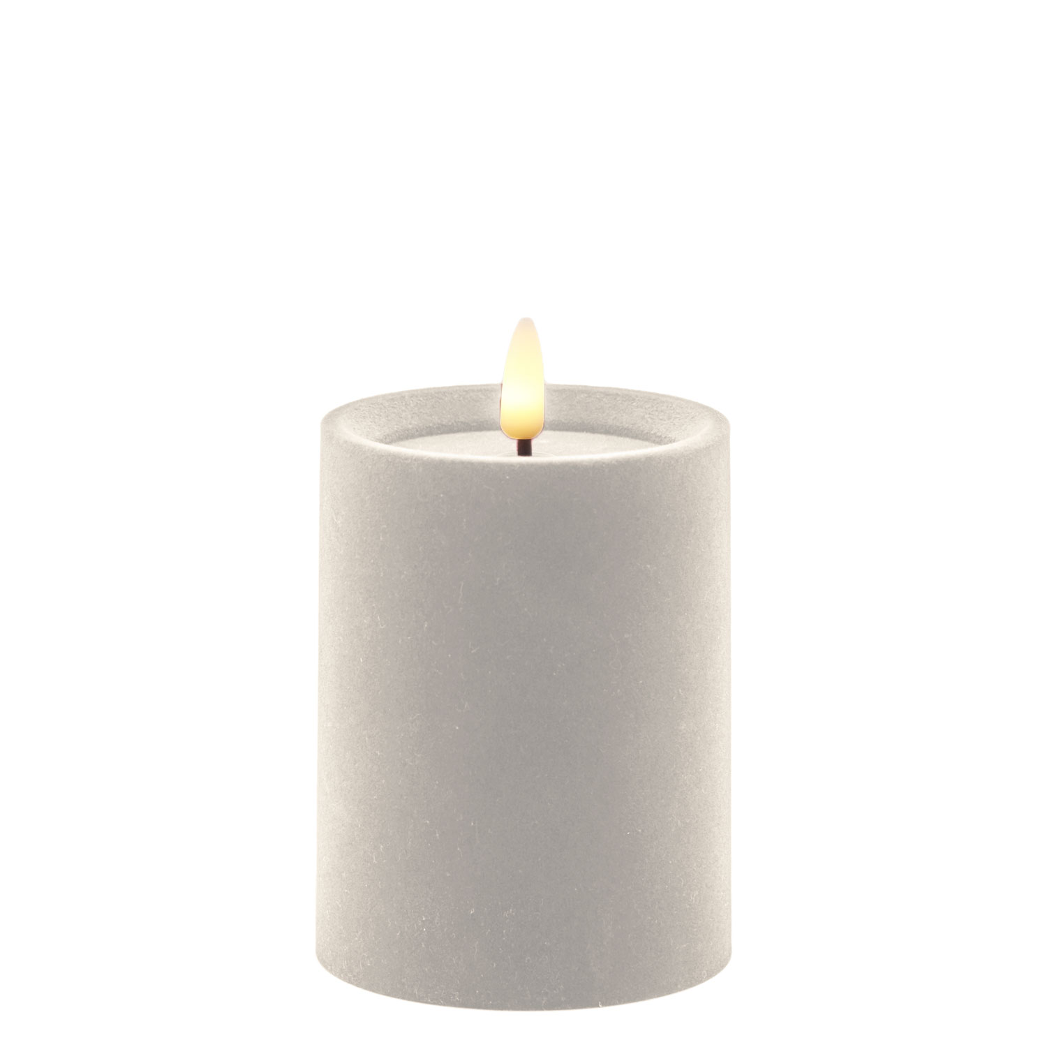 Sille Fløjl Bloklys - Ø7,5 x 10 cm, Elfenben