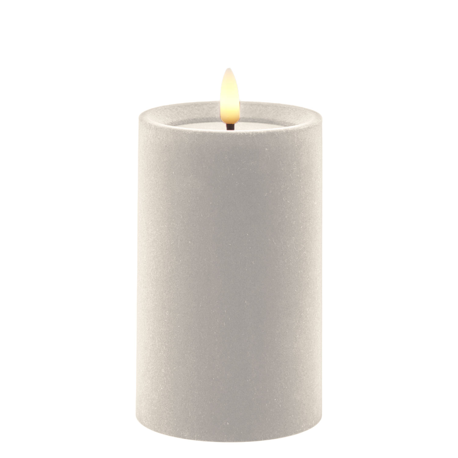 Sille Fløjl Bloklys - Ø7,5 x 12,5 cm, Elfenben