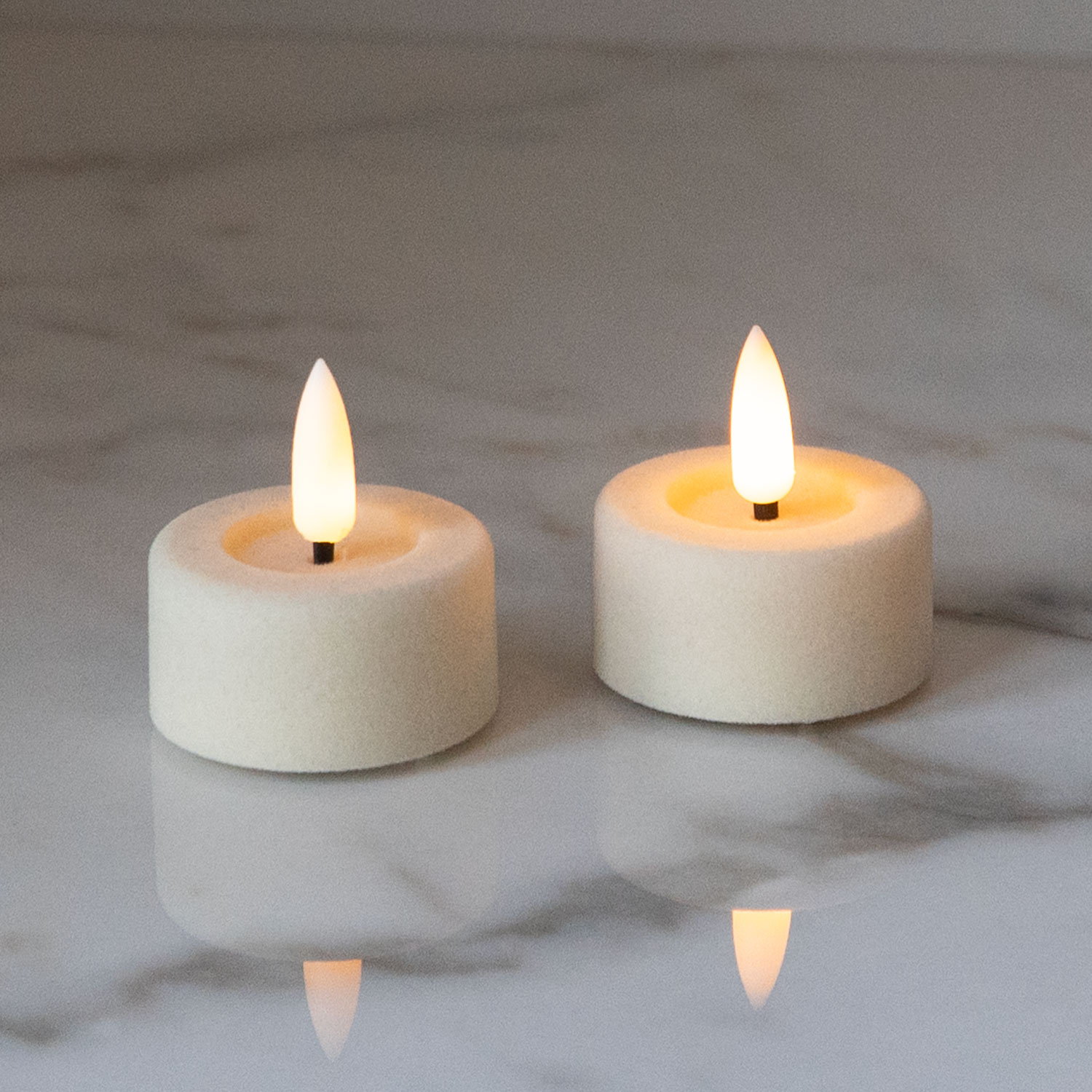 Sille Velour Fyrfadslys 2-pak - Ø4,5 x 2,2 cm, Elfenben