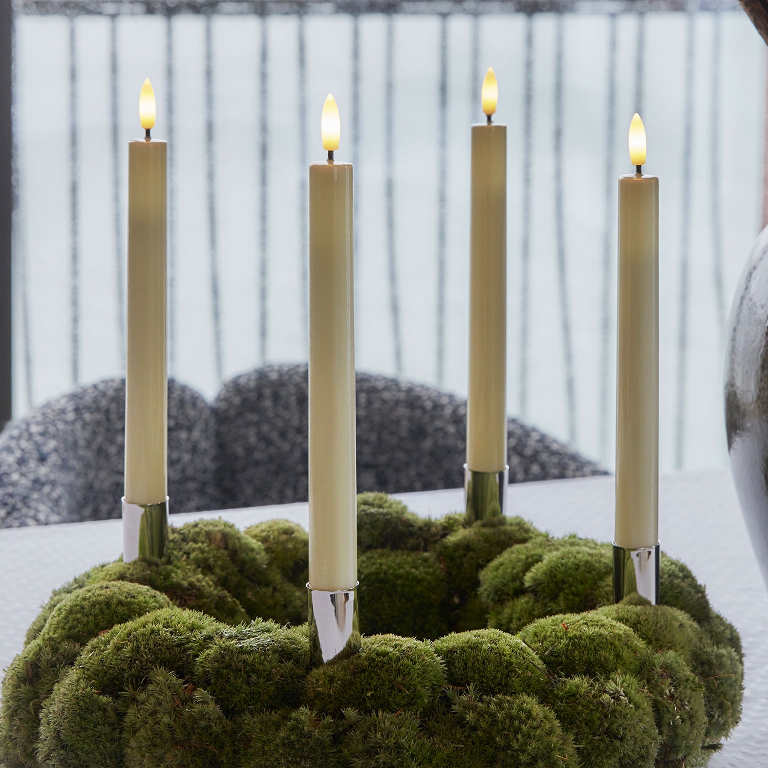 Sille Fløjl Kronelys 2-pak - Ø2 x 25 cm, Elfenben