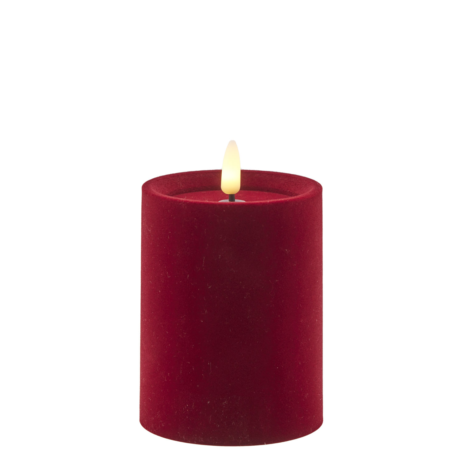 Sille Fløjl Bloklys - Ø7,5 x 10 cm, Cherry