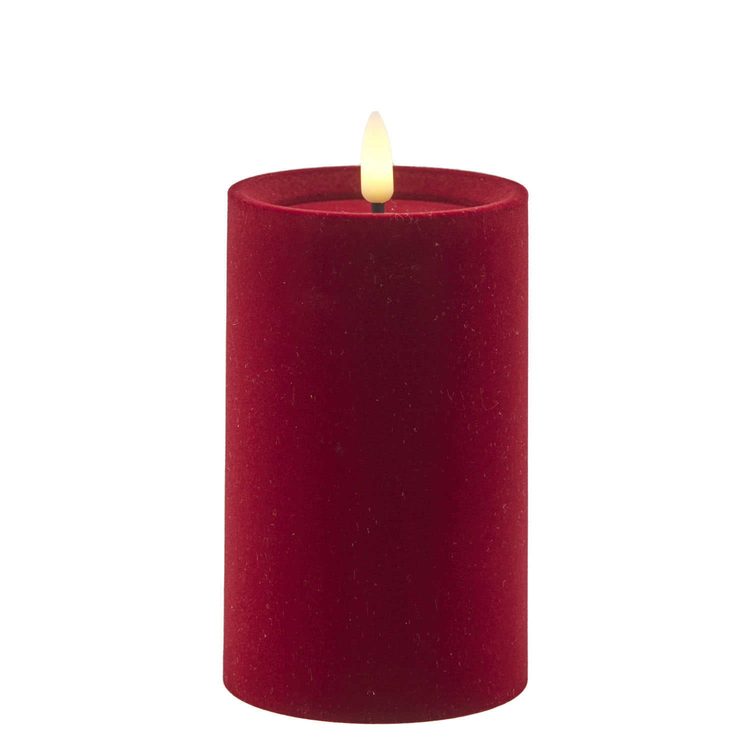 Sille Fløjl Bloklys - Ø7,5 x 12,5 cm, Cherry