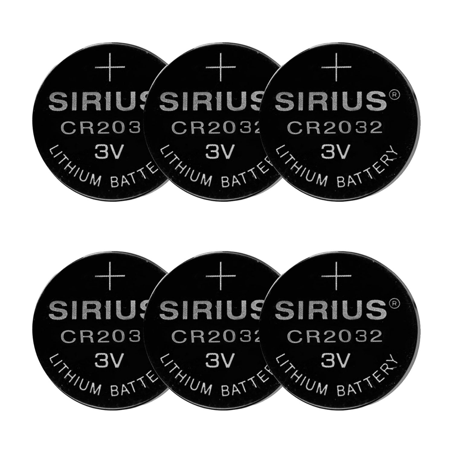 Sirius CR2032 3V knapcellebatterier, 6 stk.
